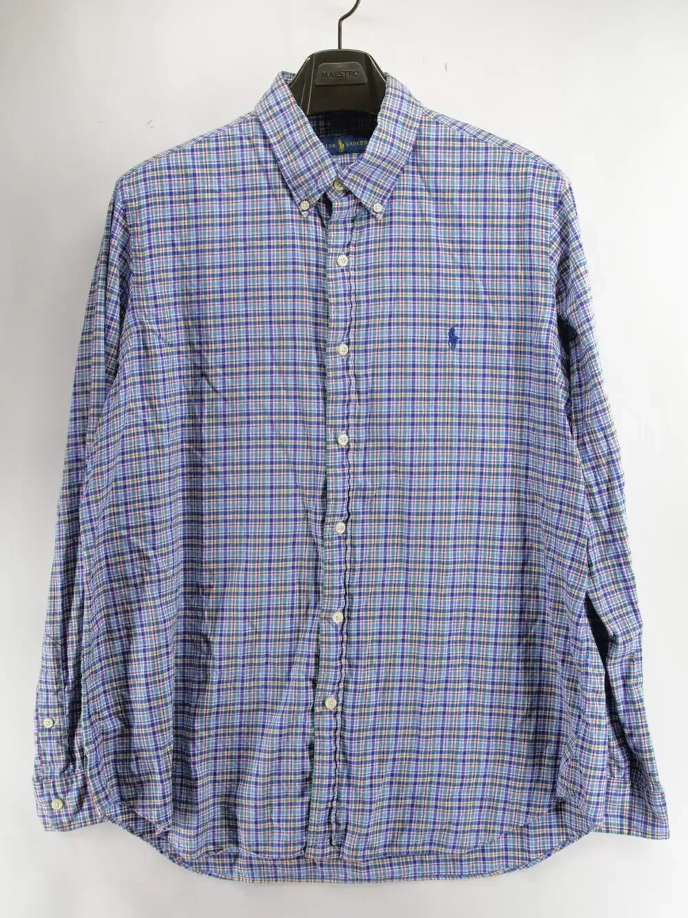Polo Ralph Lauren Men's XL Blue Multi-Color Plaid Button Down Shirt Long Sleeve